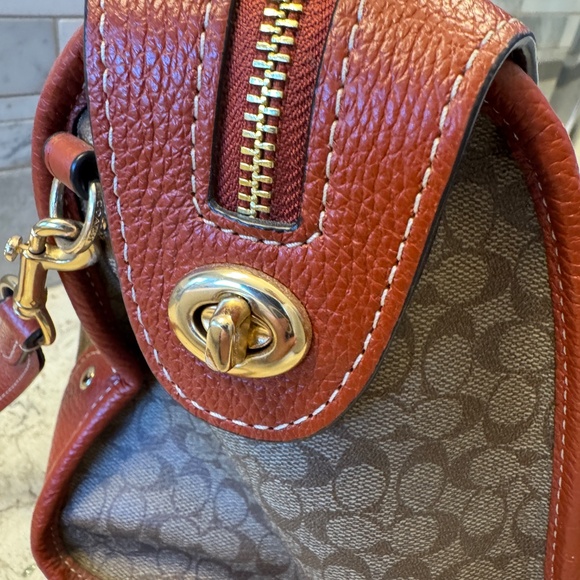 Women's Coach Millie Satchel in Signature Colorblock Canvas Khaki terracotta - Picture 12 of 16